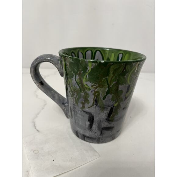 Studio Art Hand thrown Mug Green/Gray Painted, Glazed 16 oz. - Picture 5 of 5